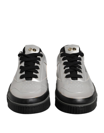 HIDE & JACK Metallic Silver Low Top Lace Up Sneakers Shoes by HIDE & JACK