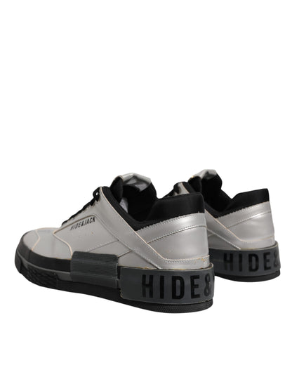 HIDE & JACK Metallic Silver Low Top Lace Up Sneakers Shoes by HIDE & JACK