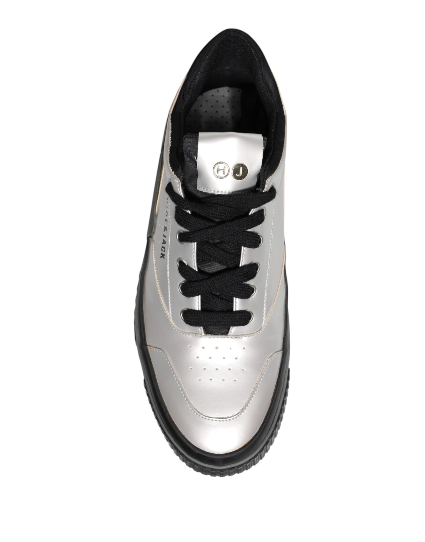 HIDE & JACK Metallic Silver Low Top Lace Up Sneakers Shoes by HIDE & JACK