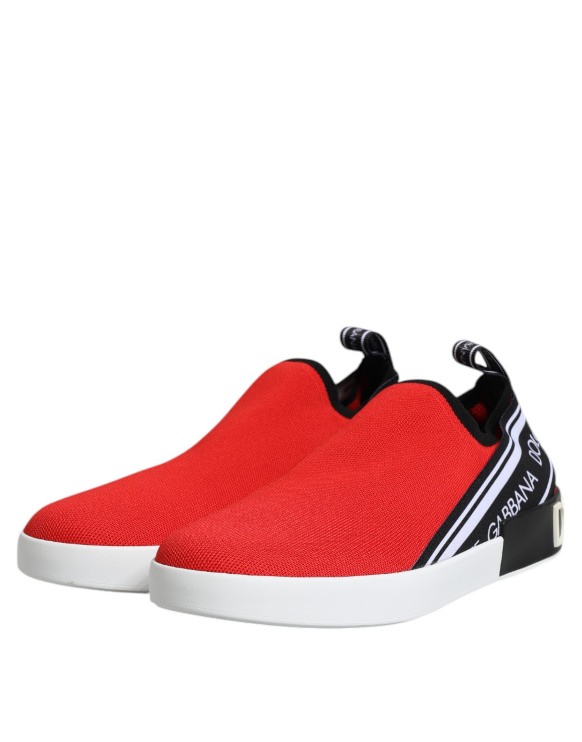 Dolce & Gabbana Red Logo Low Top Slip On Men Sneakers Shoes by Dolce & Gabbana