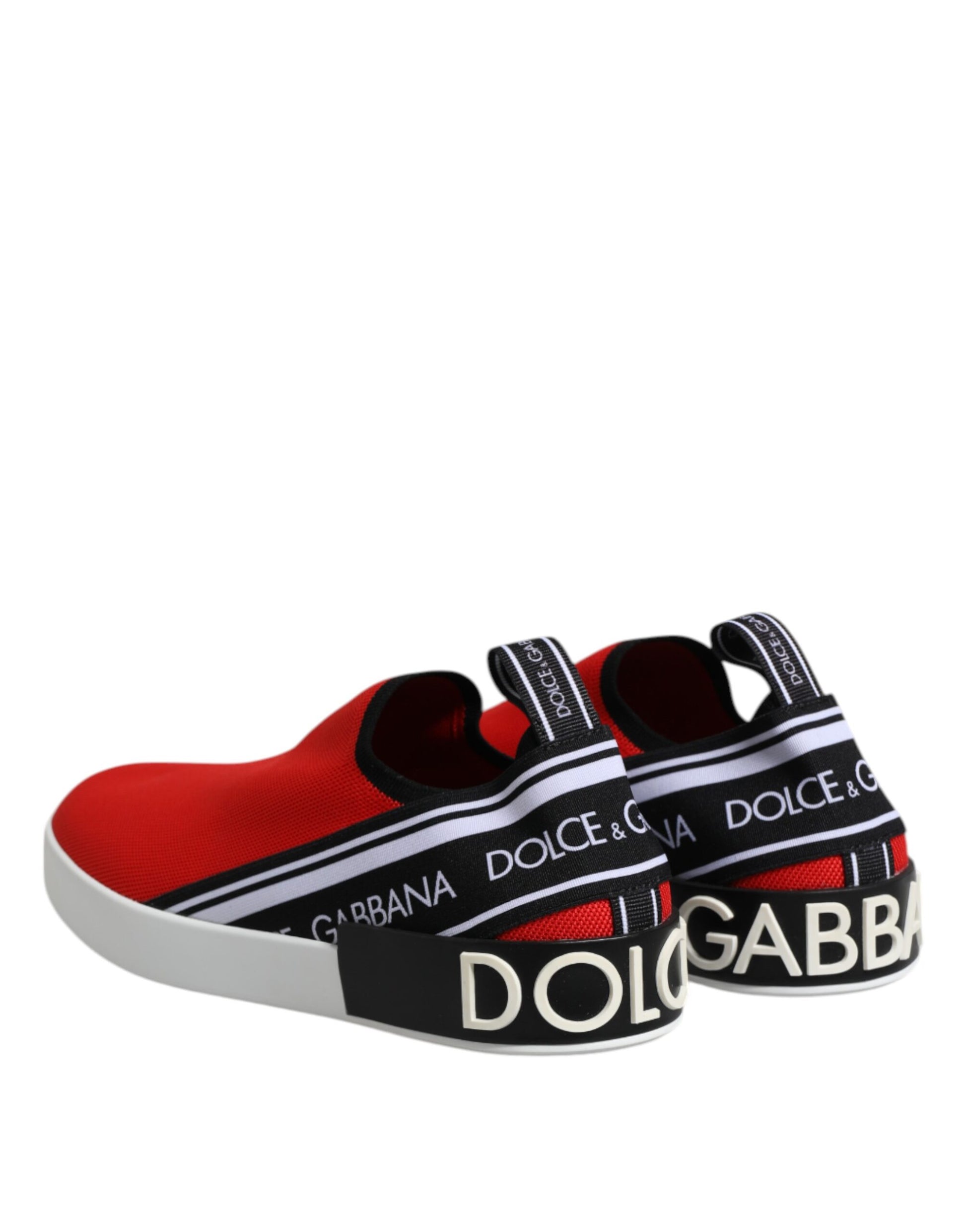 Dolce & Gabbana Red Logo Low Top Slip On Men Sneakers Shoes by Dolce & Gabbana
