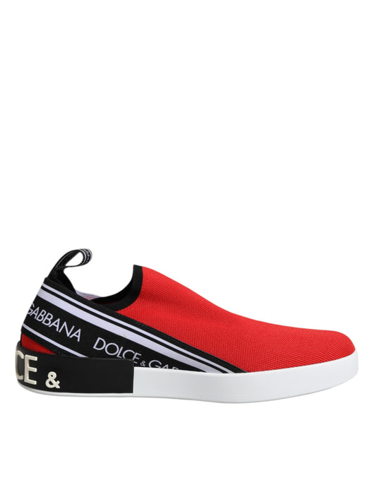 Dolce & Gabbana Red Logo Low Top Slip On Men Sneakers Shoes by Dolce & Gabbana