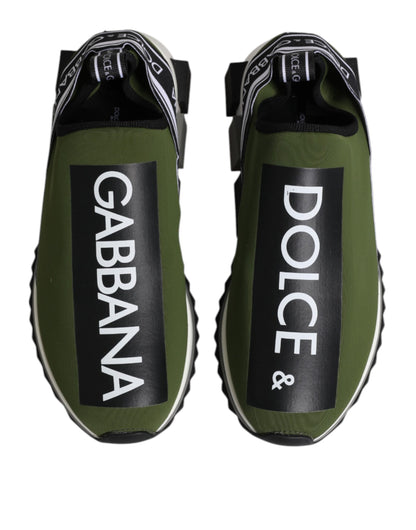 Dolce &amp; Gabbana Green Black Slip On Sorrento Sneakers Shoes