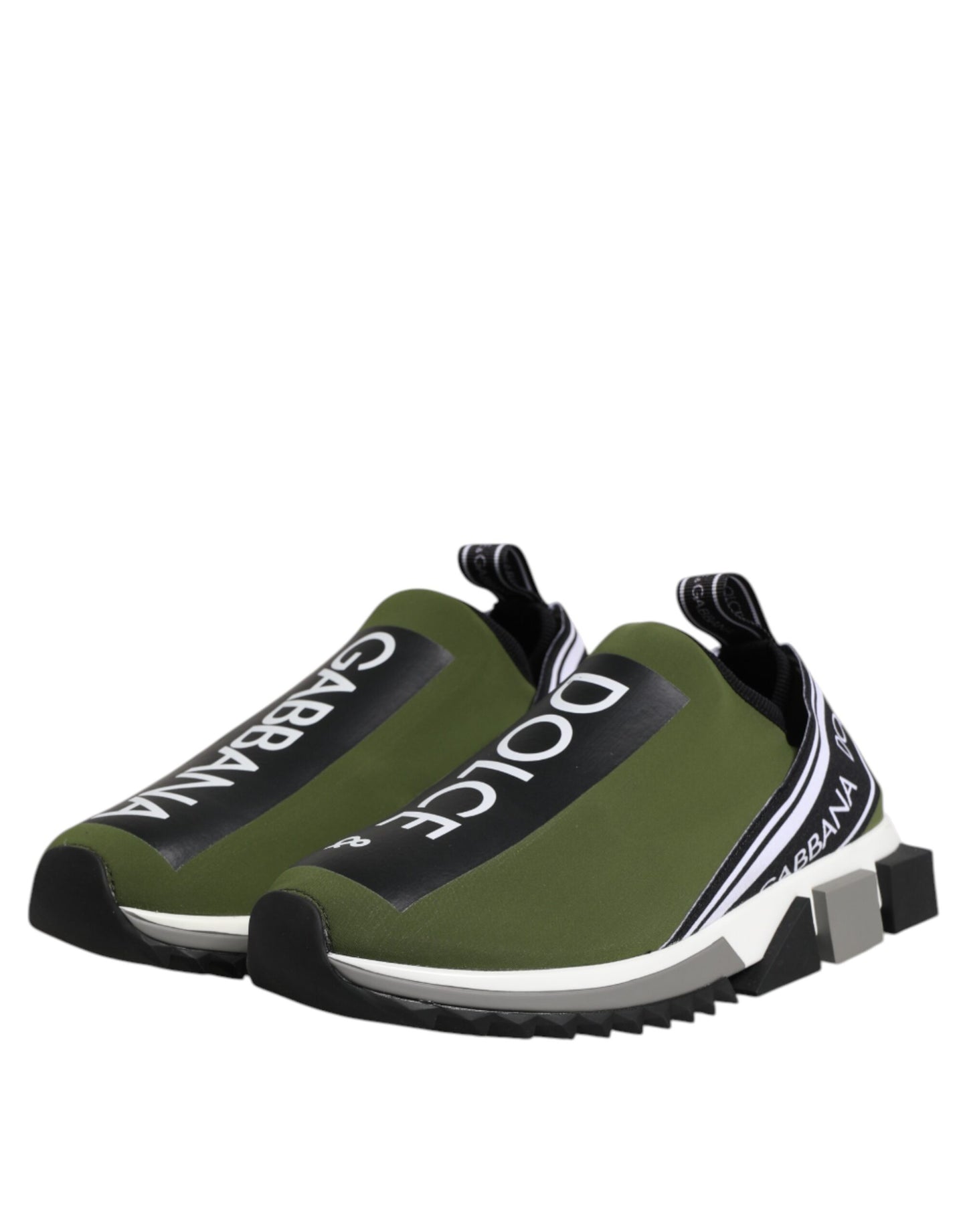 Dolce &amp; Gabbana Green Black Slip On Sorrento Sneakers Shoes
