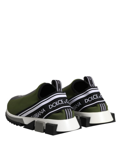 Dolce &amp; Gabbana Green Black Slip On Sorrento Sneakers Shoes