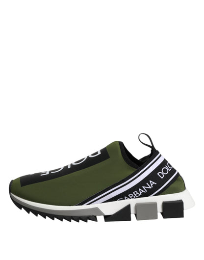 Dolce &amp; Gabbana Green Black Slip On Sorrento Sneakers Shoes