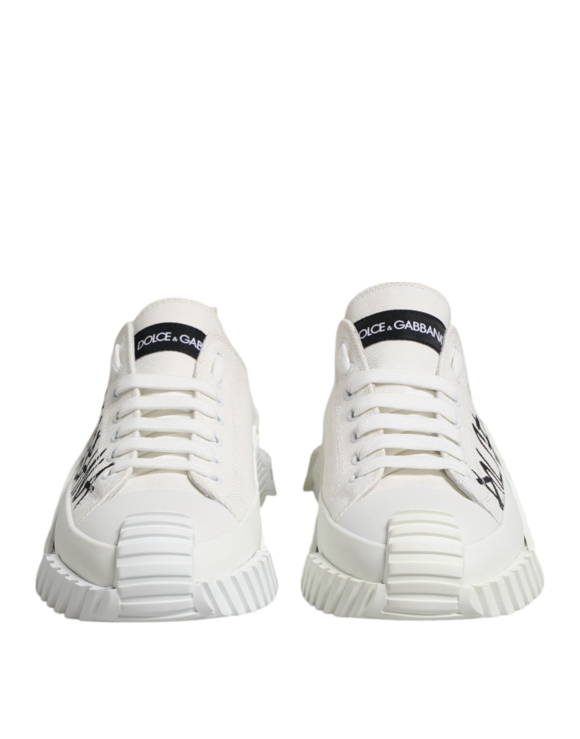 Dolce & Gabbana White Logo Print Lace Up Low Top Sneakers Shoes by Dolce & Gabbana