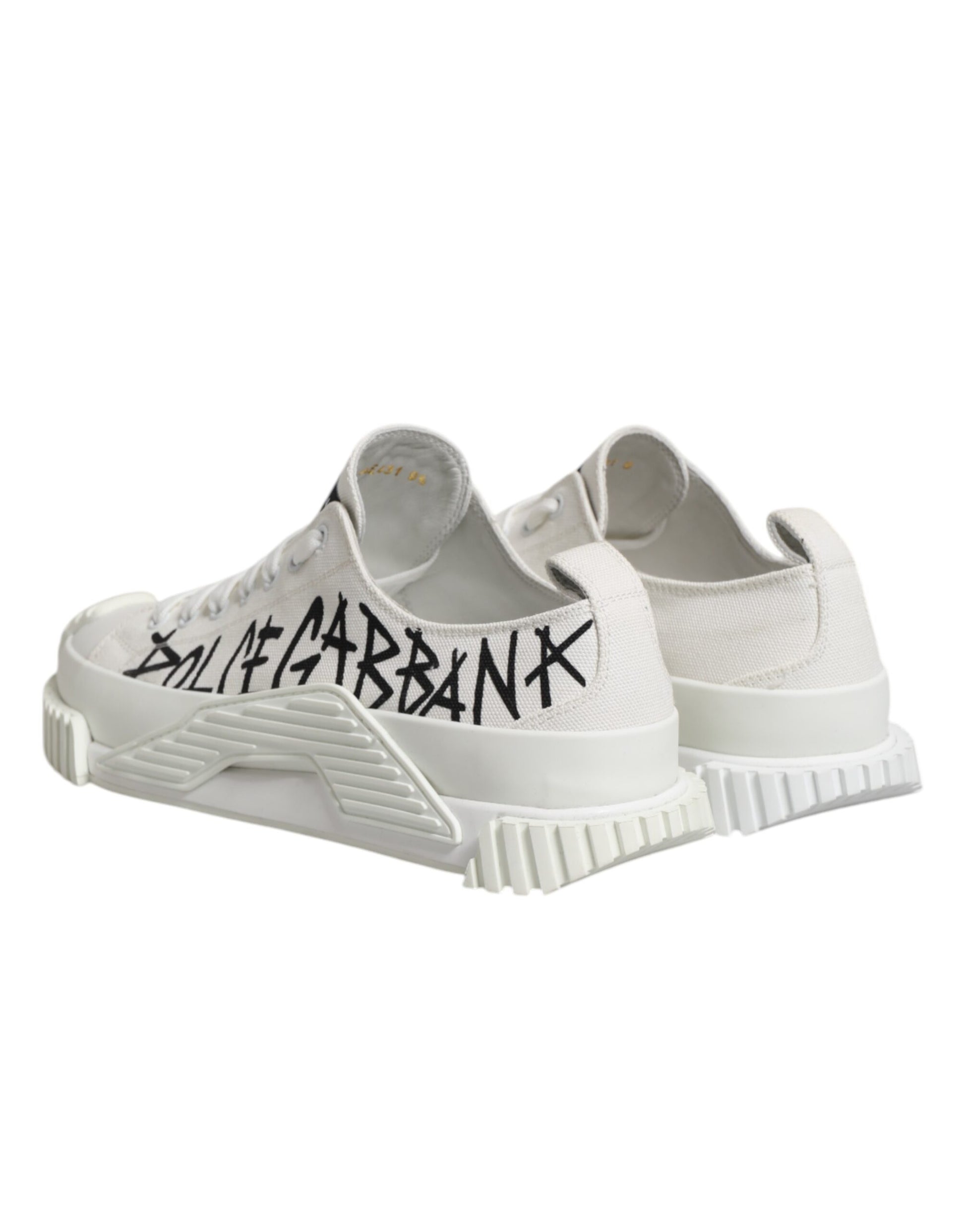 Dolce & Gabbana White Logo Print Lace Up Low Top Sneakers Shoes by Dolce & Gabbana