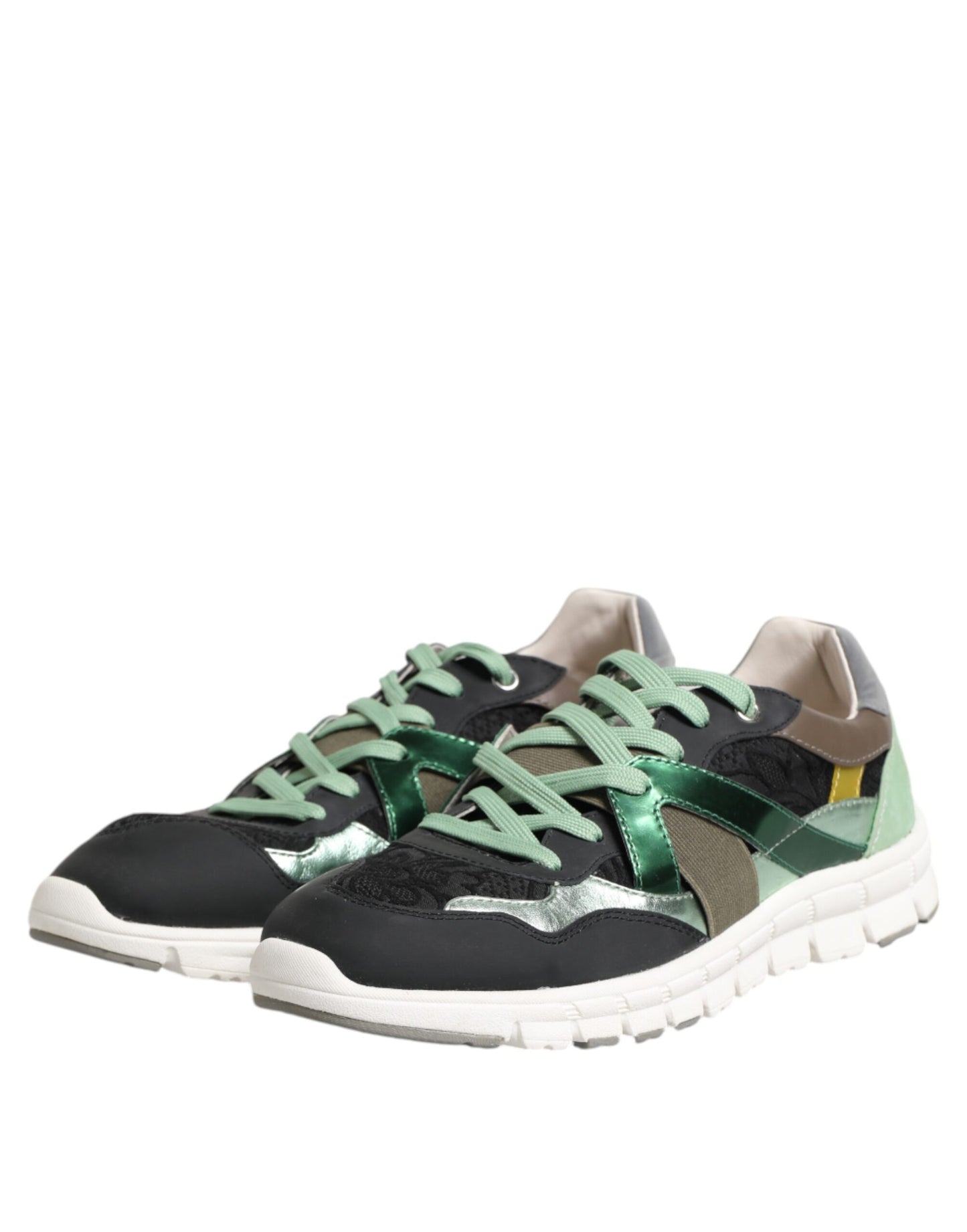 Dolce & Gabbana Multicolor Lace Up Low Top Sneakers Shoes by Dolce & Gabbana