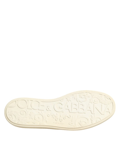 Dolce & Gabbana Black Leather Bee Crown Low Top Sneakers Shoes by Dolce & Gabbana