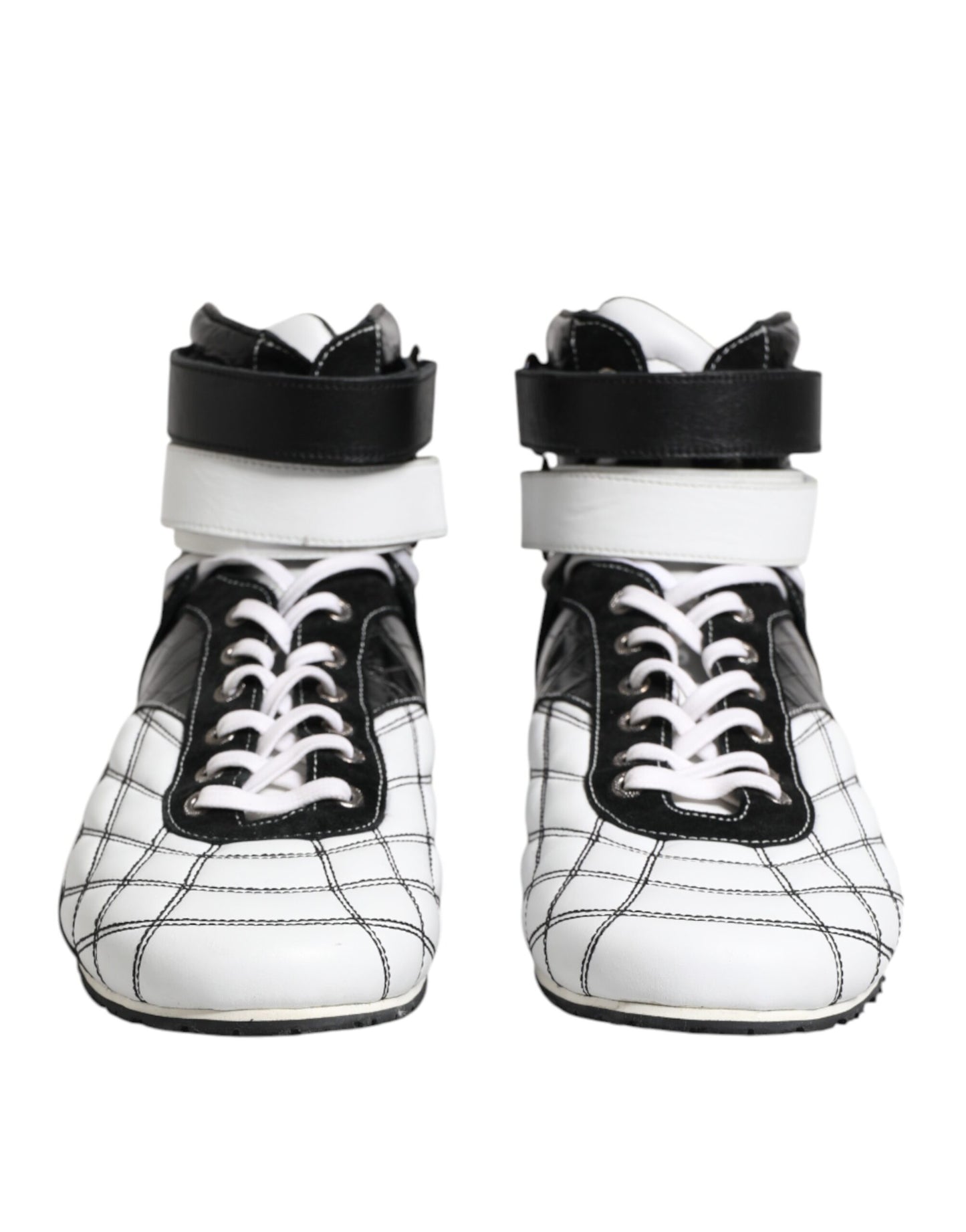 Dolce & Gabbana Black White Leather High Top Sneakers Shoes by Dolce & Gabbana
