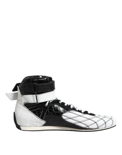 Dolce & Gabbana Black White Leather High Top Sneakers Shoes by Dolce & Gabbana
