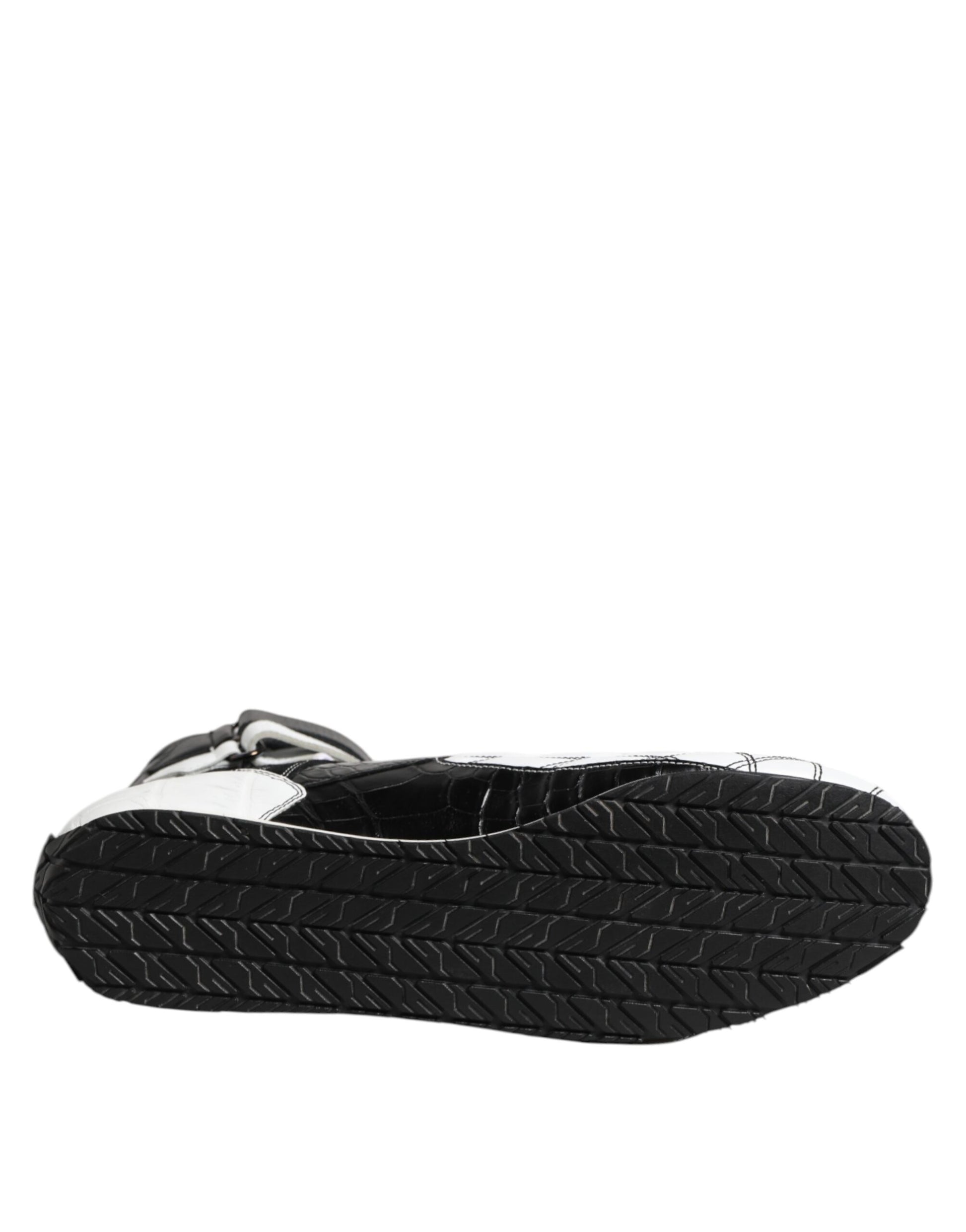 Dolce & Gabbana Black White Leather High Top Sneakers Shoes by Dolce & Gabbana