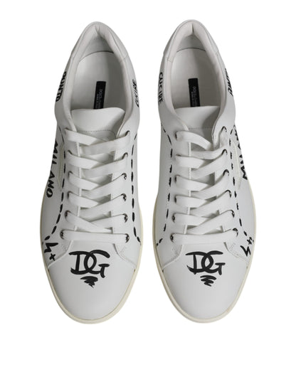 Dolce & Gabbana White London Calf Leather Men Sneakers Shoes by Dolce & Gabbana