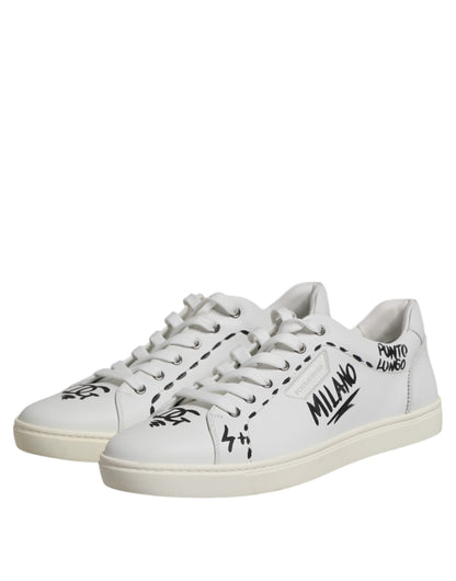 Dolce & Gabbana White London Calf Leather Men Sneakers Shoes by Dolce & Gabbana