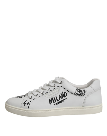 Dolce & Gabbana White London Calf Leather Men Sneakers Shoes by Dolce & Gabbana