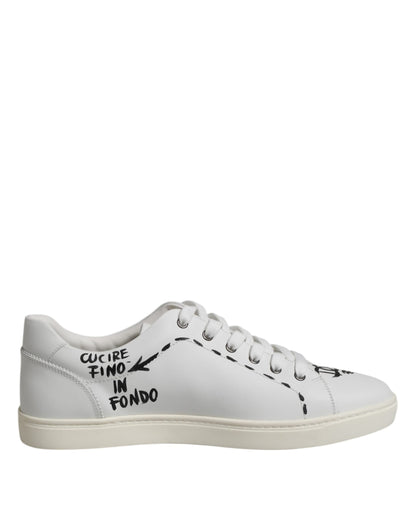Dolce & Gabbana White London Calf Leather Men Sneakers Shoes by Dolce & Gabbana