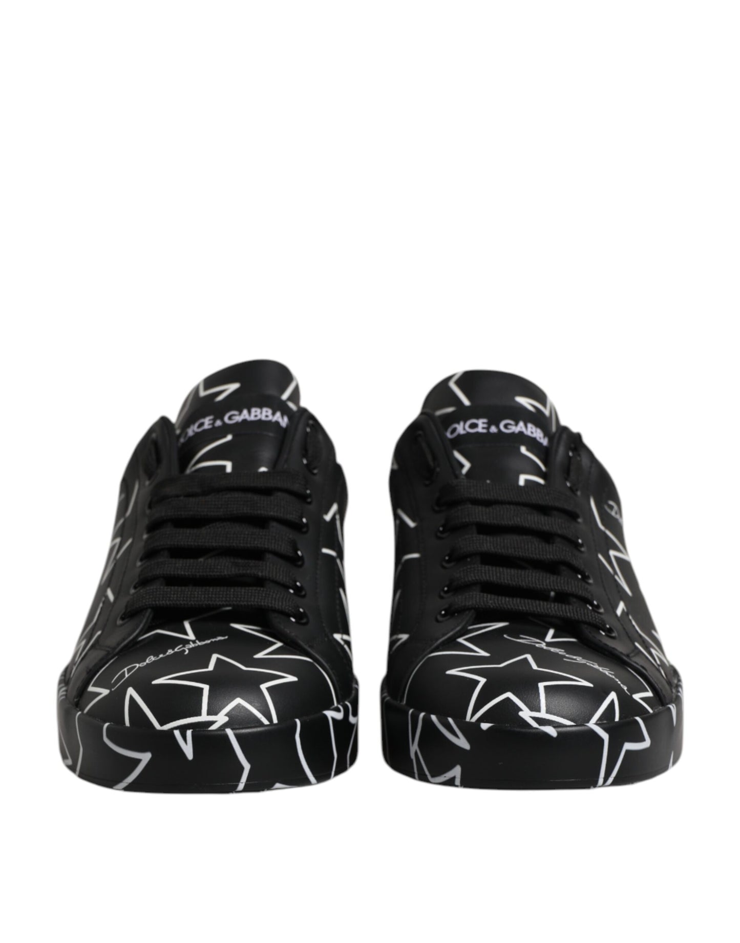 Dolce & Gabbana Black White Stars Low Top Men Sneakers Shoes by Dolce & Gabbana