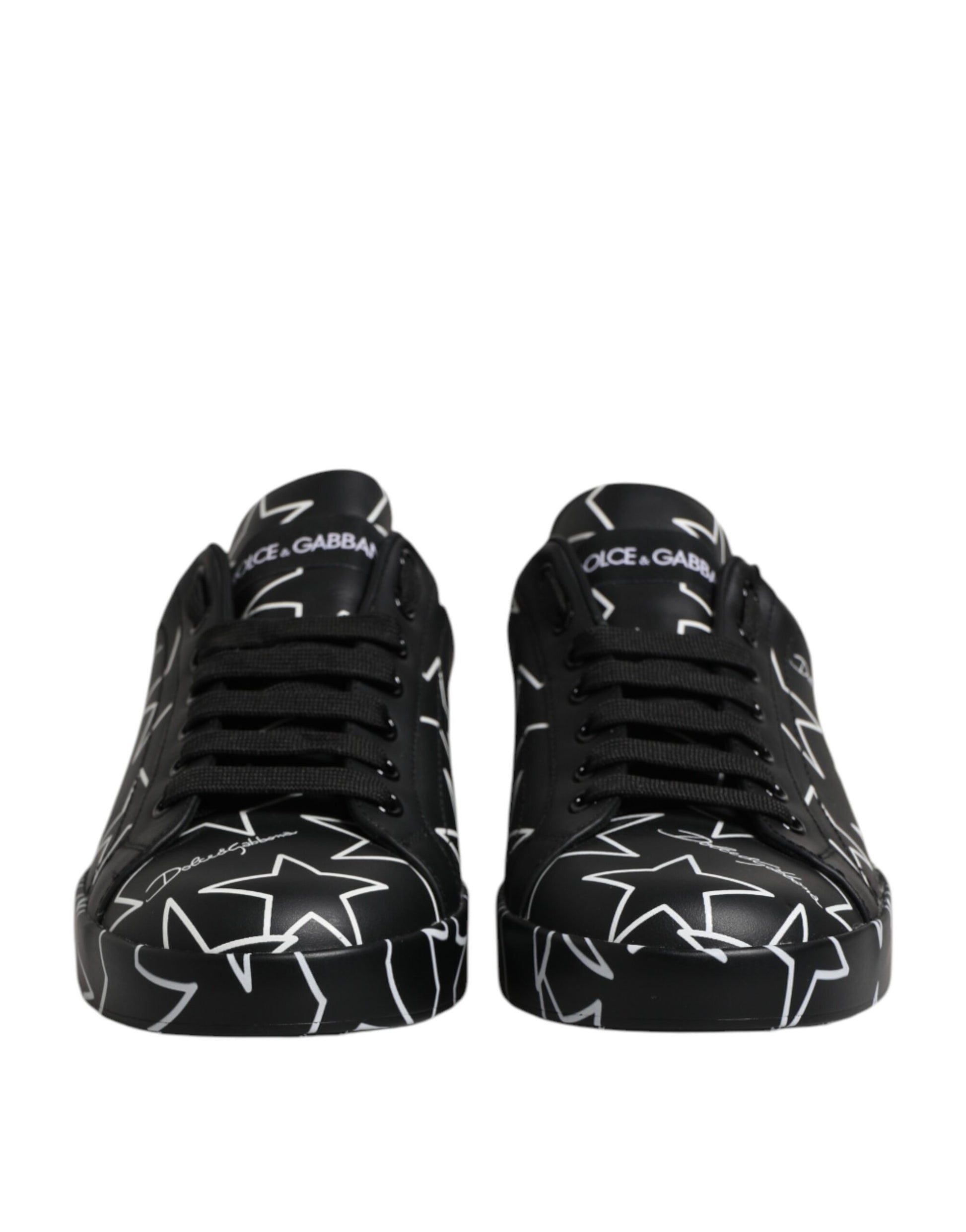 Dolce & Gabbana Black White Stars Low Top Men Sneakers Shoes by Dolce & Gabbana