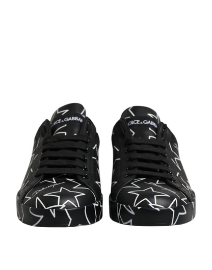 Dolce & Gabbana Black White Stars Low Top Men Sneakers Shoes by Dolce & Gabbana