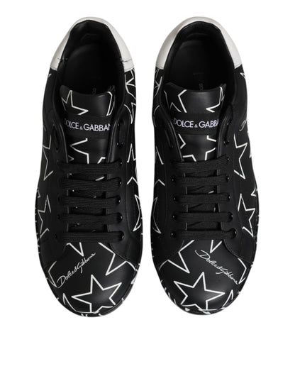 Dolce & Gabbana Black White Stars Low Top Men Sneakers Shoes by Dolce & Gabbana