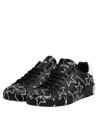 Dolce & Gabbana Black White Stars Low Top Men Sneakers Shoes by Dolce & Gabbana