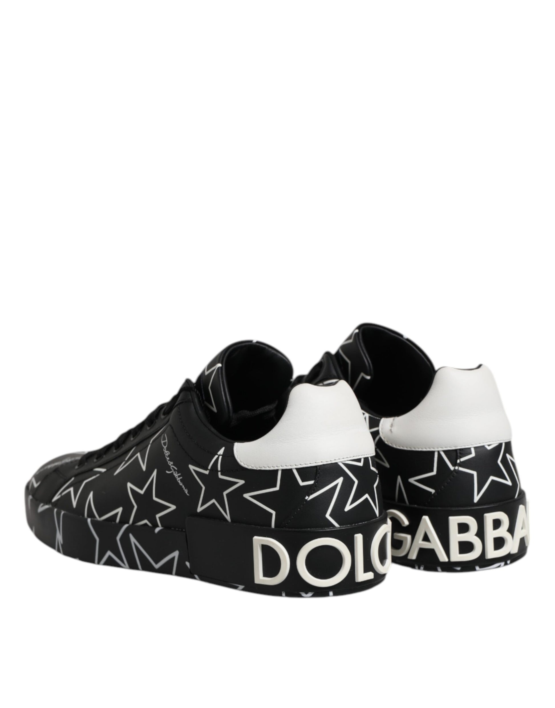 Dolce & Gabbana Black White Stars Low Top Men Sneakers Shoes by Dolce & Gabbana