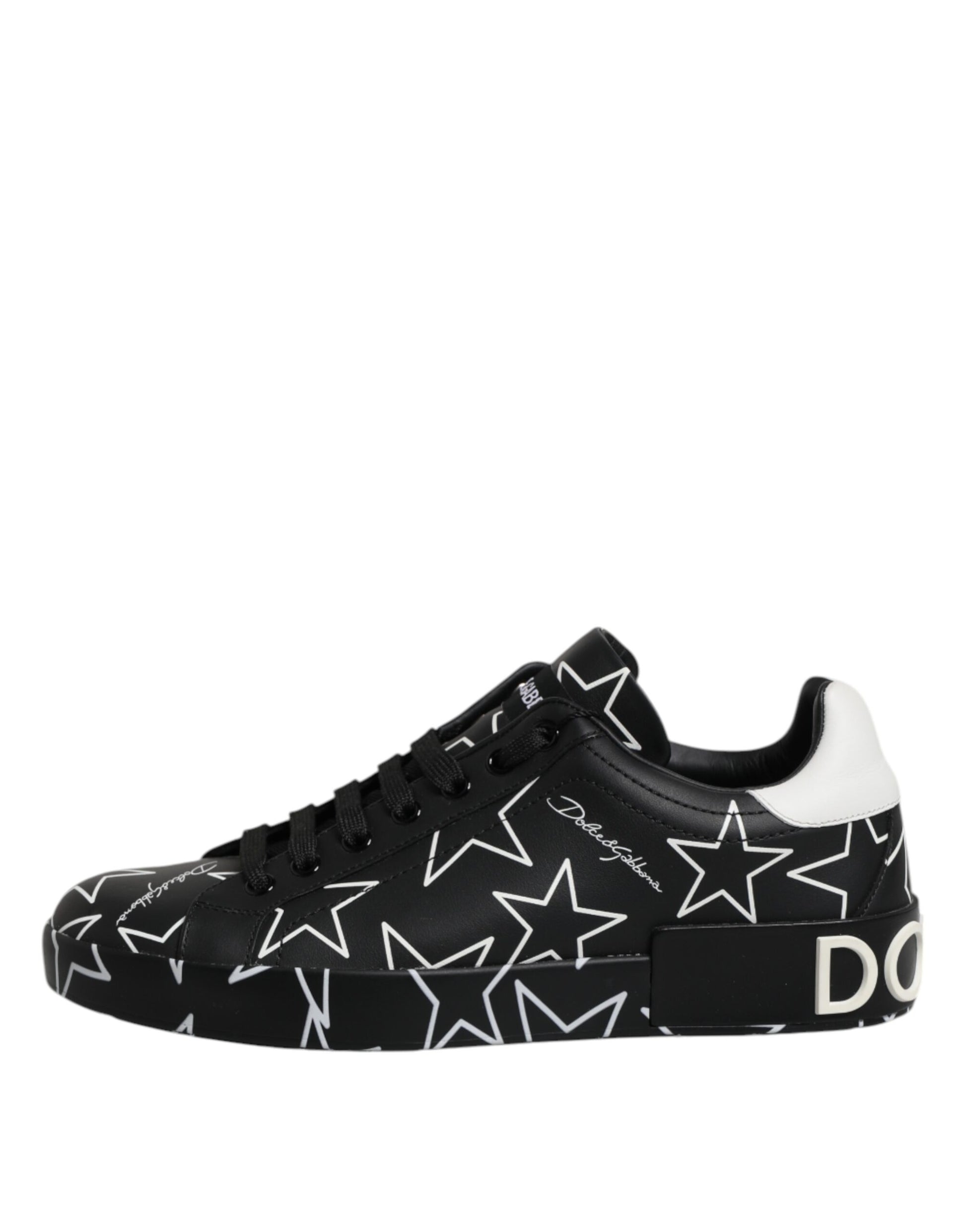 Dolce & Gabbana Black White Stars Low Top Men Sneakers Shoes by Dolce & Gabbana