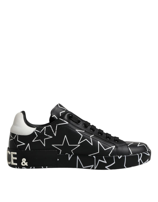 Dolce & Gabbana Black White Stars Low Top Men Sneakers Shoes by Dolce & Gabbana