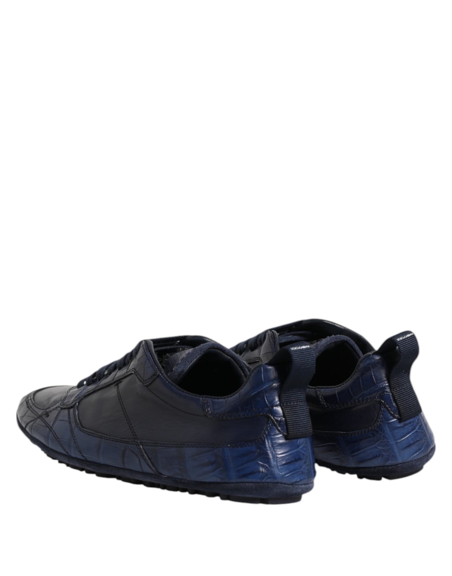 Dolce & Gabbana Dark Blue Leather Low Top Men Sneakers Shoes by Dolce & Gabbana