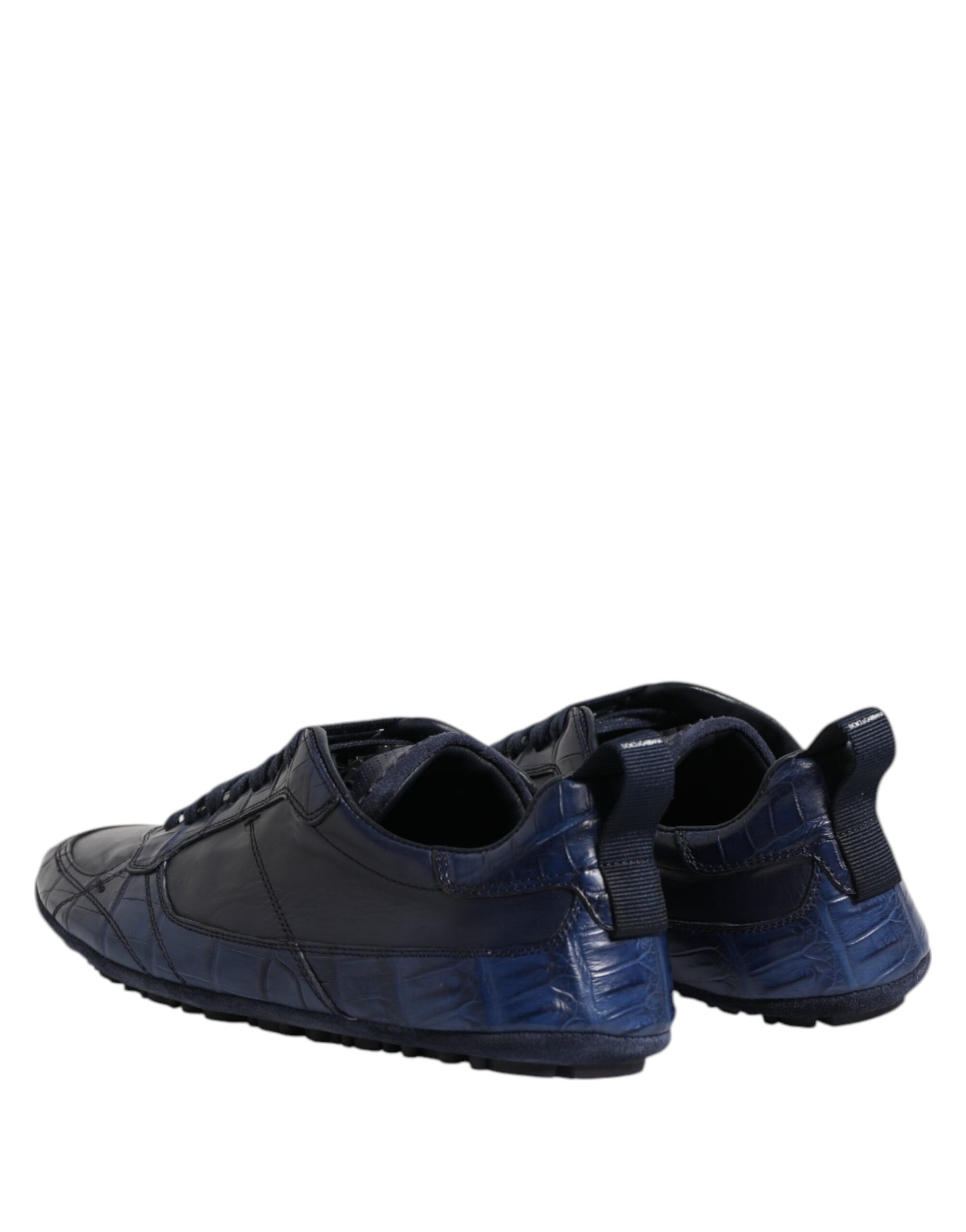 Dolce & Gabbana Dark Blue Leather Low Top Men Sneakers Shoes by Dolce & Gabbana