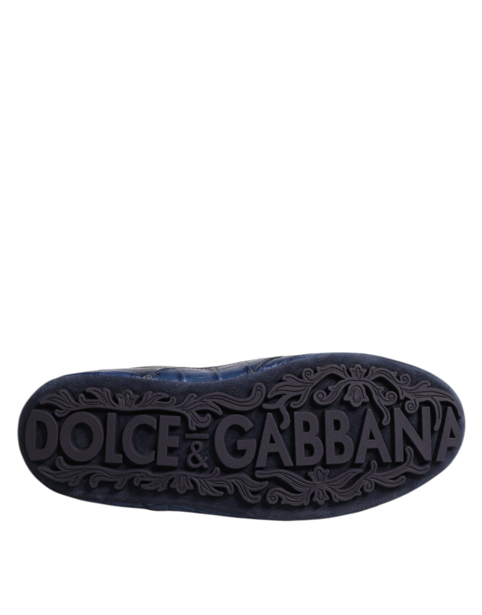 Dolce & Gabbana Dark Blue Leather Low Top Men Sneakers Shoes by Dolce & Gabbana