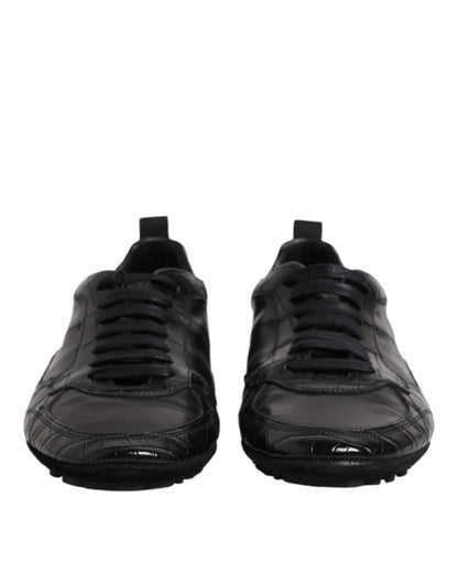 Dolce & Gabbana Black Exotic Leather Low Top Sneakers Shoes by Dolce & Gabbana
