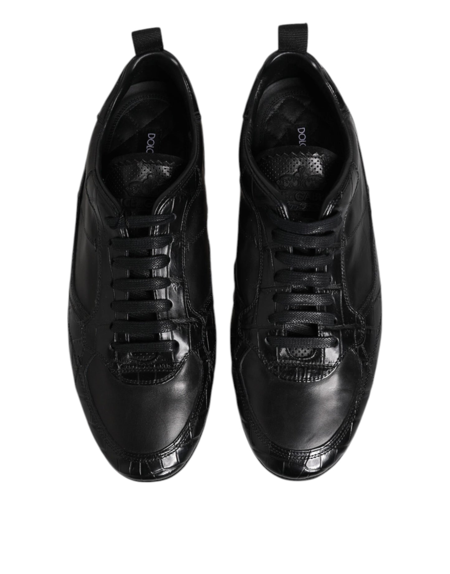 Dolce & Gabbana Black Exotic Leather Low Top Sneakers Shoes by Dolce & Gabbana