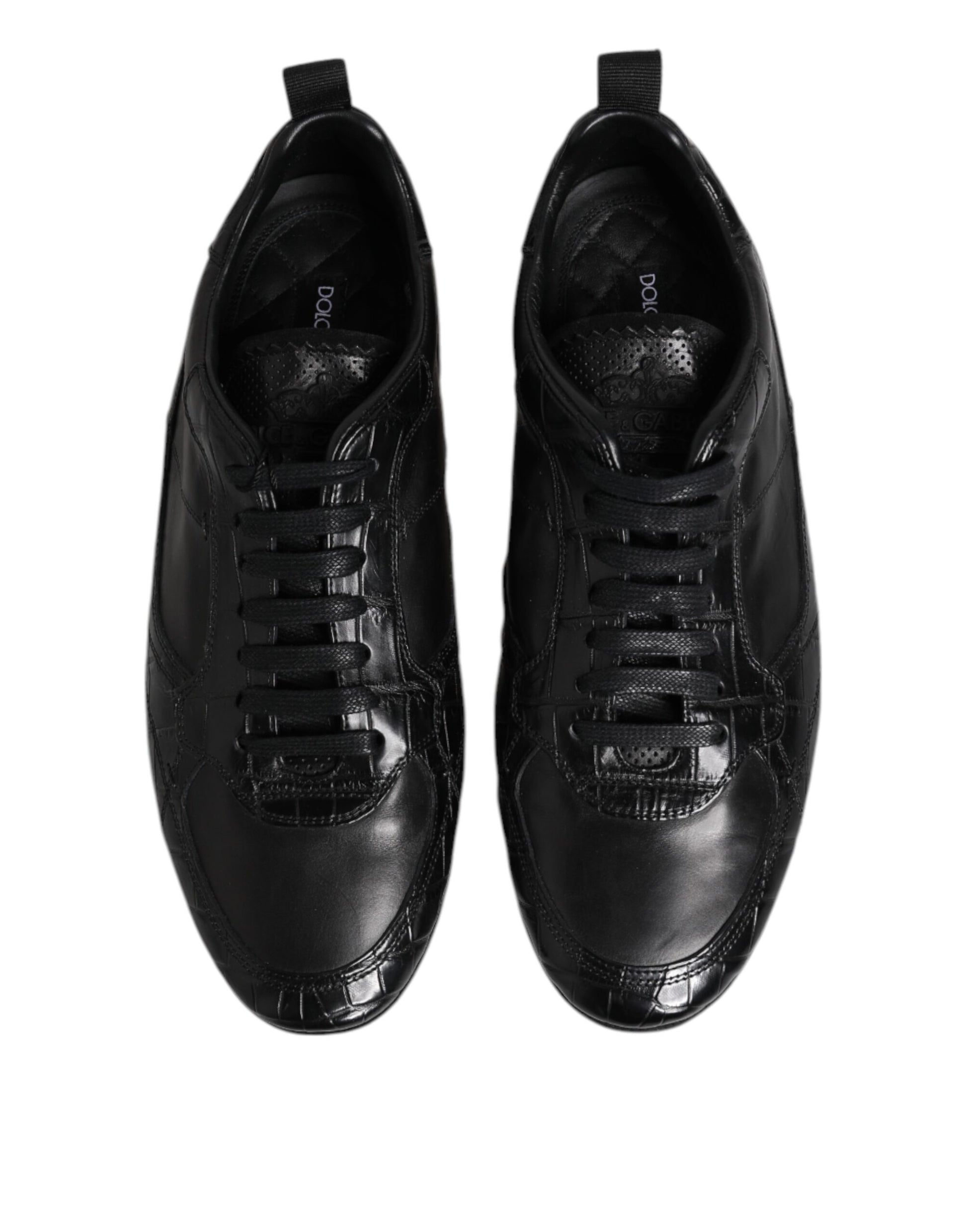 Dolce & Gabbana Black Exotic Leather Low Top Sneakers Shoes by Dolce & Gabbana