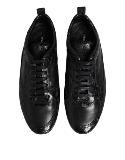 Dolce & Gabbana Black Exotic Leather Low Top Sneakers Shoes by Dolce & Gabbana