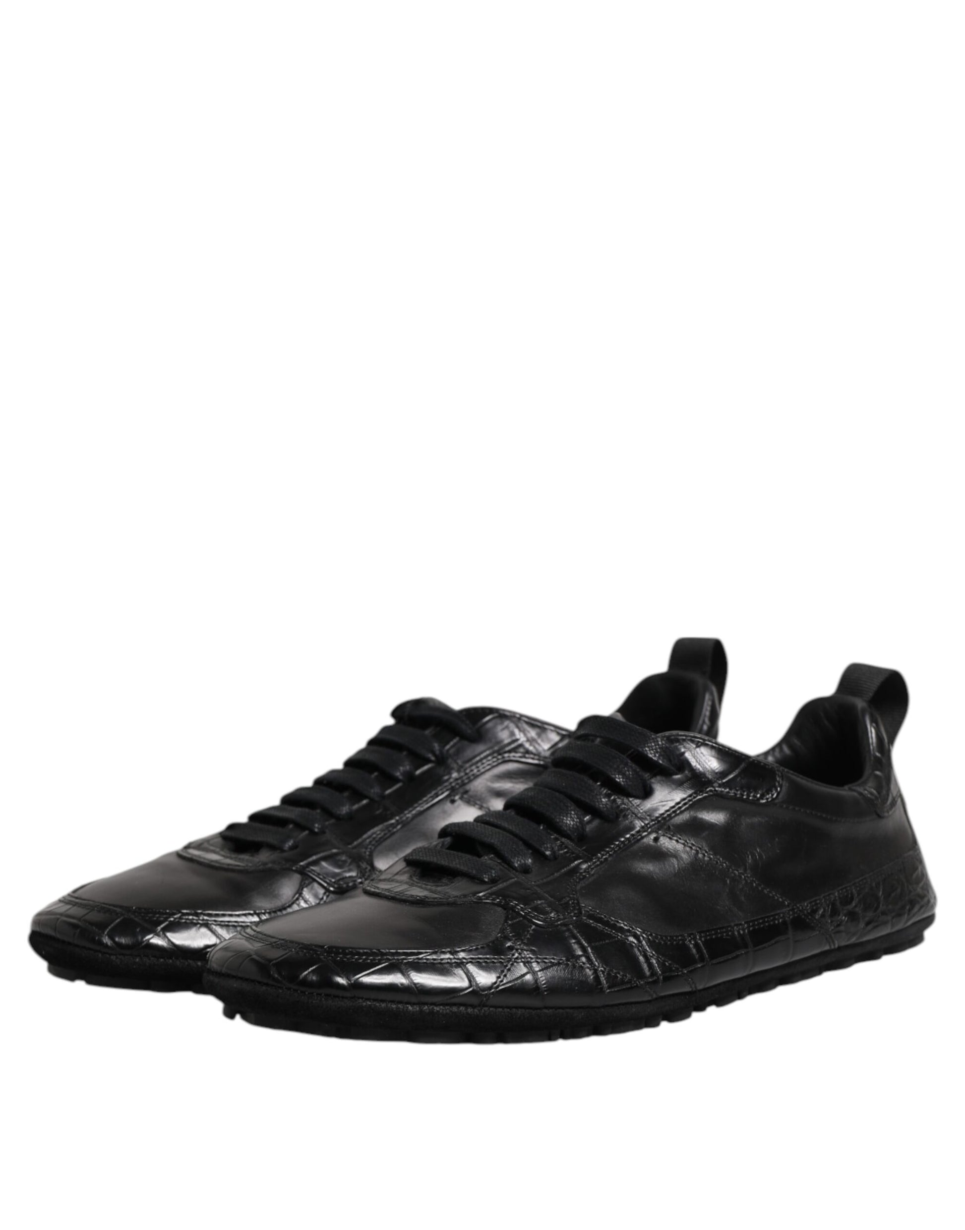 Dolce & Gabbana Black Exotic Leather Low Top Sneakers Shoes by Dolce & Gabbana
