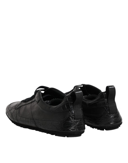 Dolce & Gabbana Black Exotic Leather Low Top Sneakers Shoes by Dolce & Gabbana