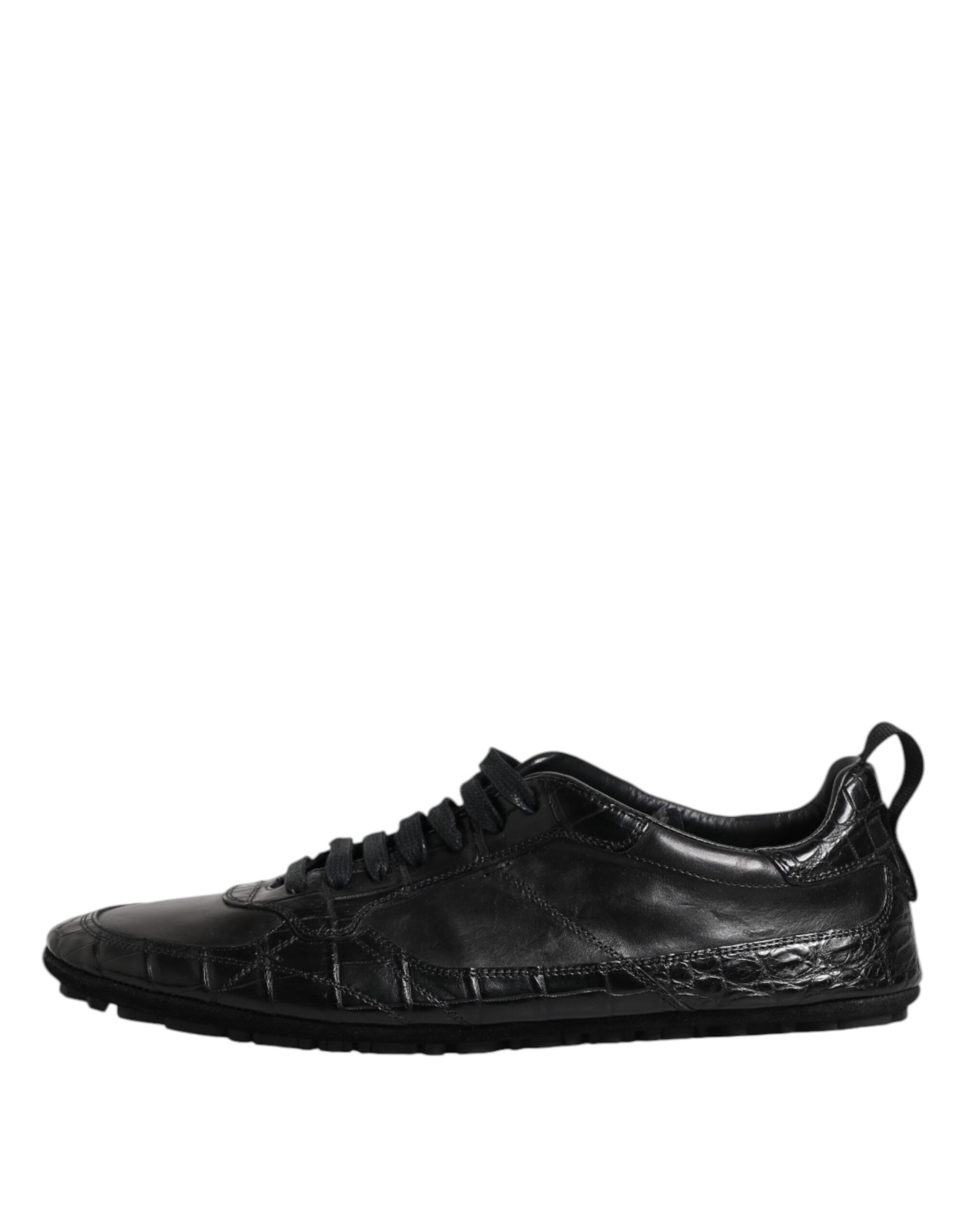 Dolce & Gabbana Black Exotic Leather Low Top Sneakers Shoes by Dolce & Gabbana