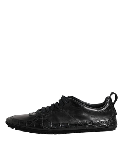 Dolce & Gabbana Black Exotic Leather Low Top Sneakers Shoes by Dolce & Gabbana