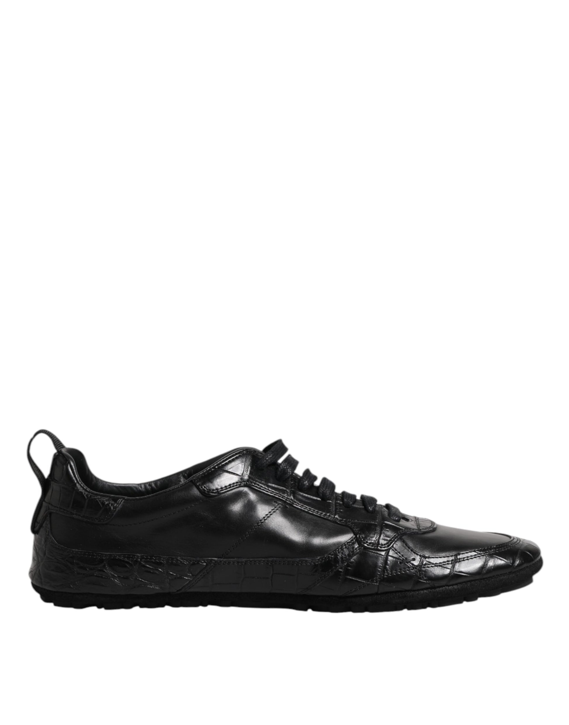 Dolce & Gabbana Black Exotic Leather Low Top Sneakers Shoes by Dolce & Gabbana