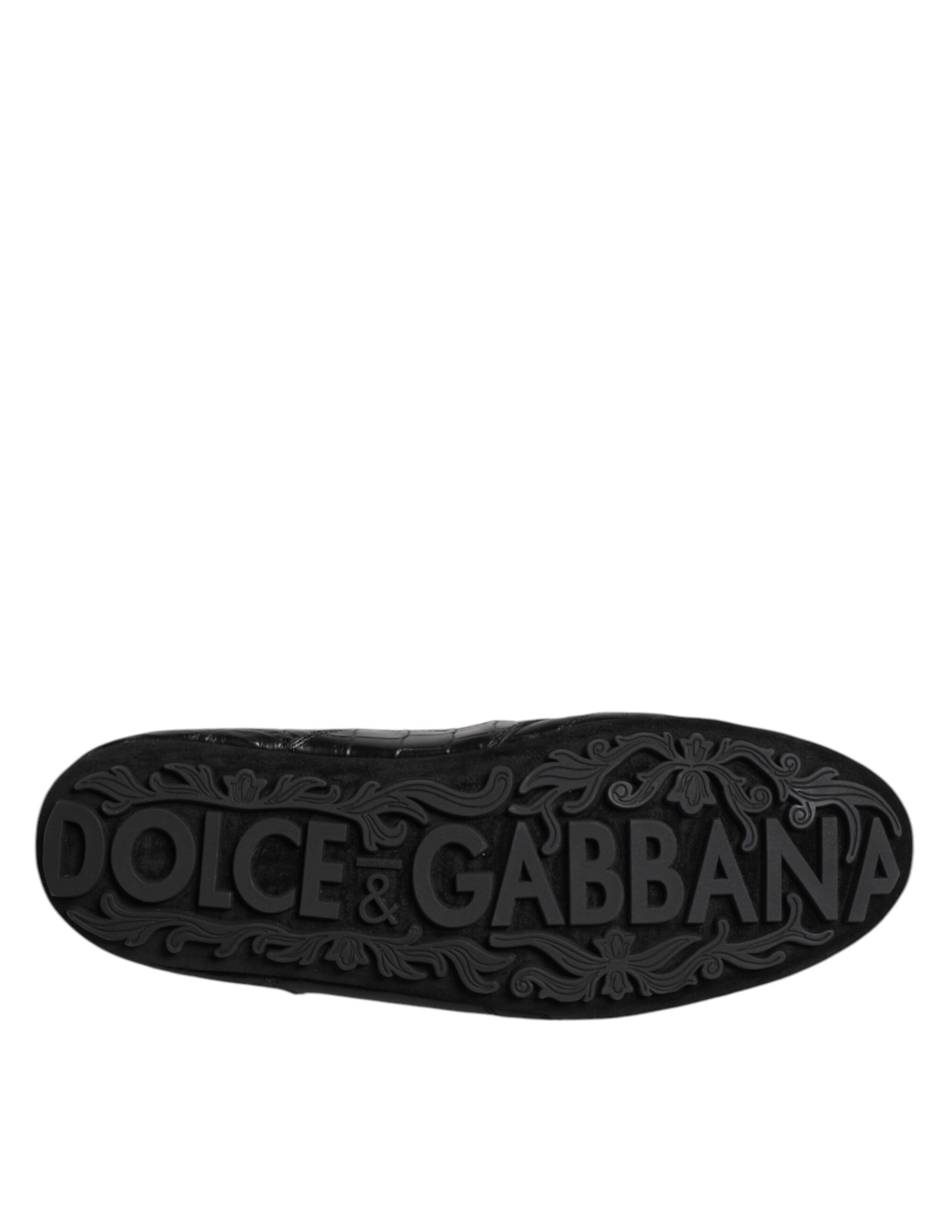 Dolce & Gabbana Black Exotic Leather Low Top Sneakers Shoes by Dolce & Gabbana