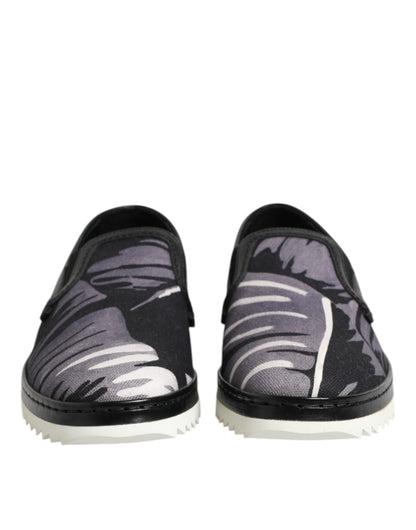 Dolce & Gabbana Black Tropical Slip On Men Sneakers Shoes by Dolce & Gabbana