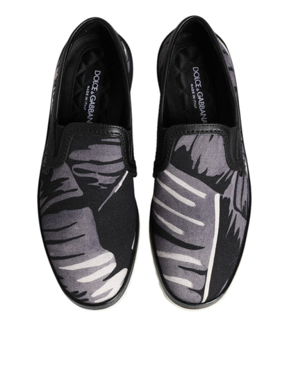 Dolce & Gabbana Black Tropical Slip On Men Sneakers Shoes by Dolce & Gabbana