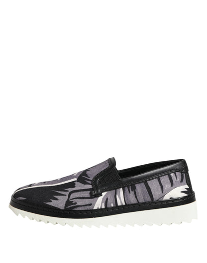 Dolce & Gabbana Black Tropical Slip On Men Sneakers Shoes by Dolce & Gabbana