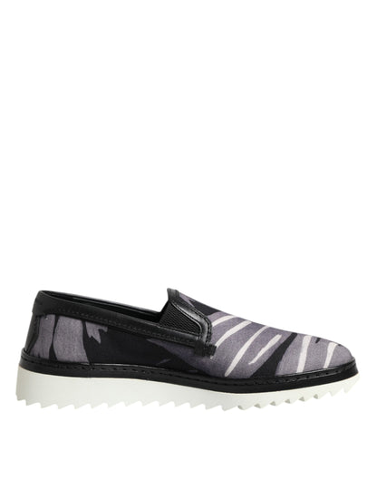Dolce & Gabbana Black Tropical Slip On Men Sneakers Shoes by Dolce & Gabbana