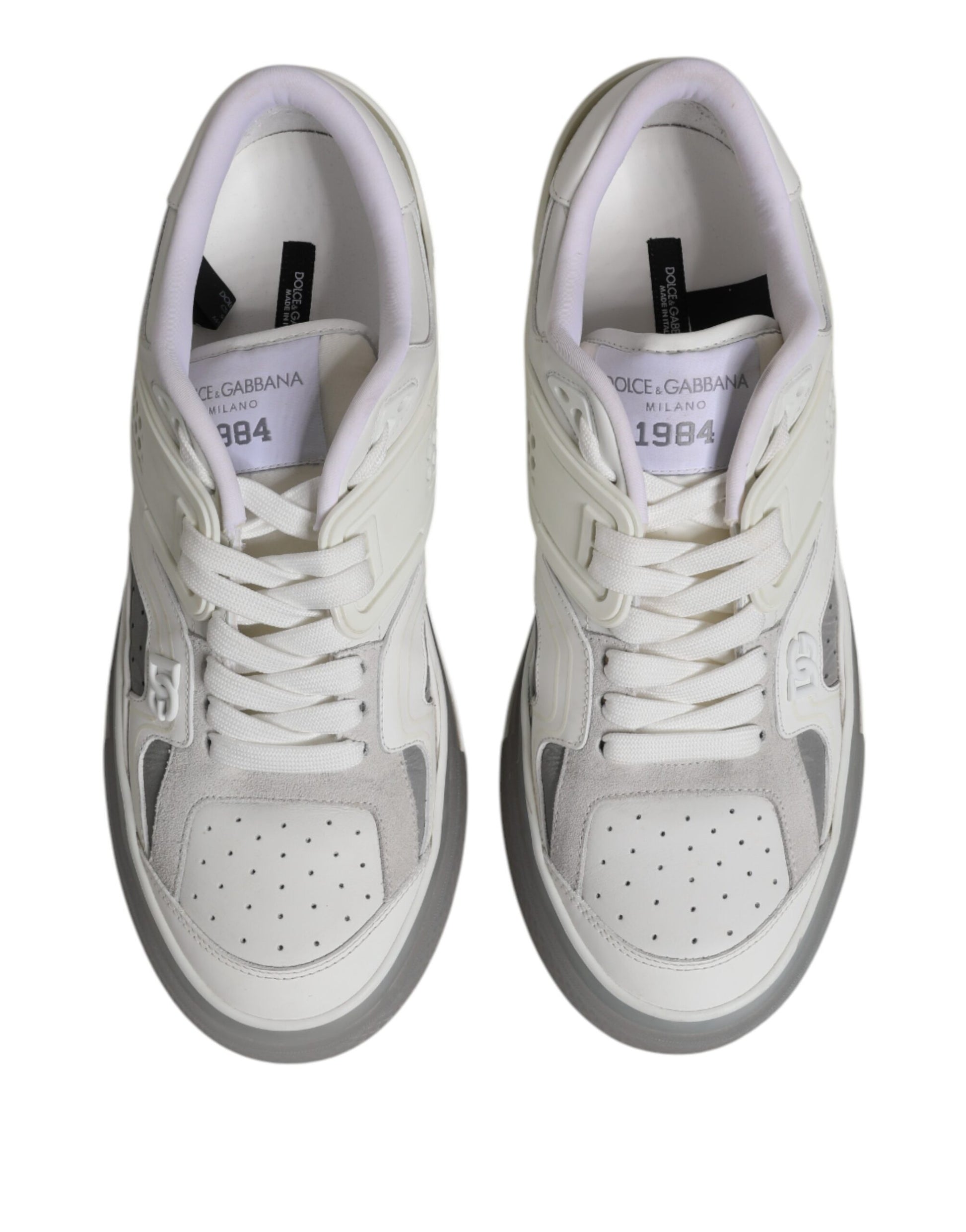 Dolce & Gabbana White Low Top DG Embossed Men Sneakers Shoes by Dolce & Gabbana