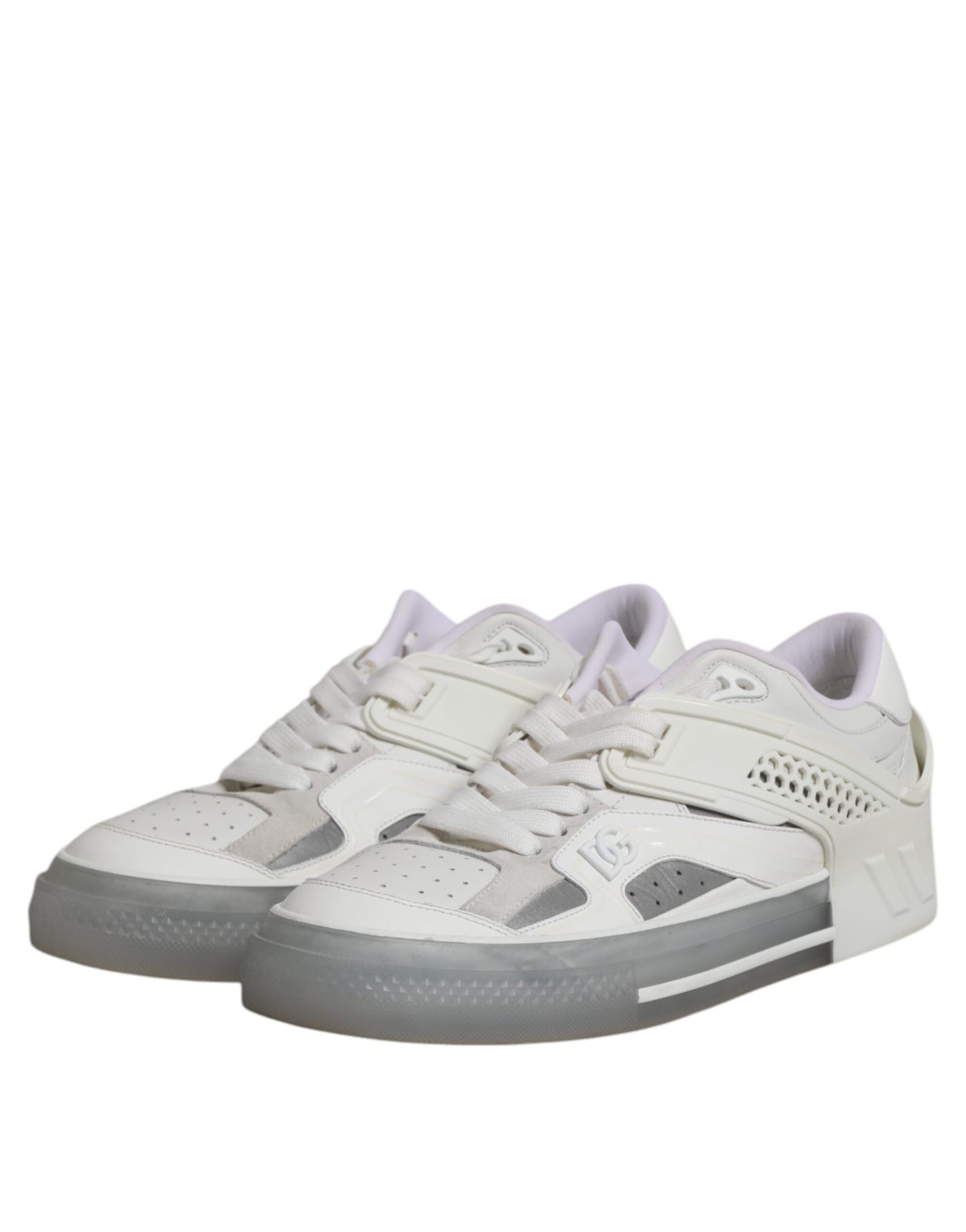 Dolce & Gabbana White Low Top DG Embossed Men Sneakers Shoes by Dolce & Gabbana