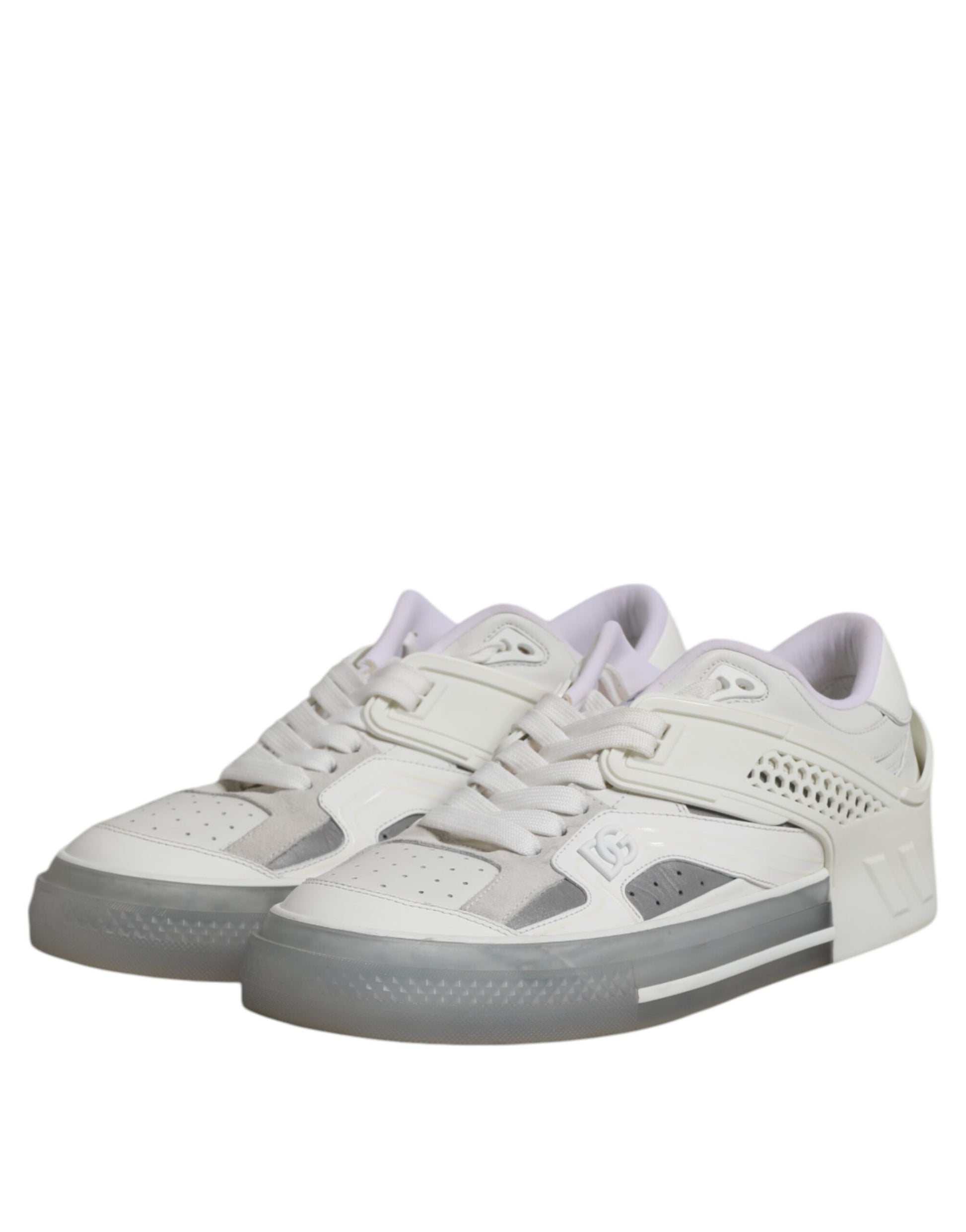 Dolce & Gabbana White Low Top DG Embossed Men Sneakers Shoes by Dolce & Gabbana