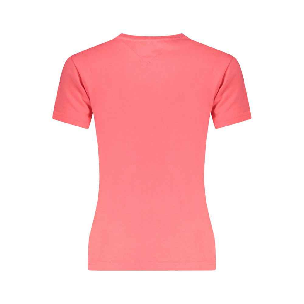 Tommy Hilfiger Pink Cotton Tee Womens Short Sleeve